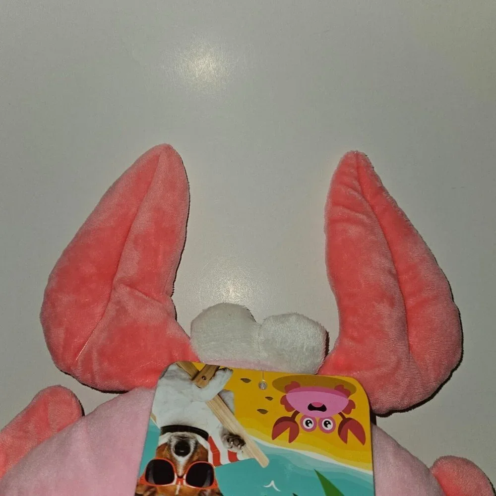 NEW Pawfam Pink Crab Plush Pet Dog Toy Squeaker 10